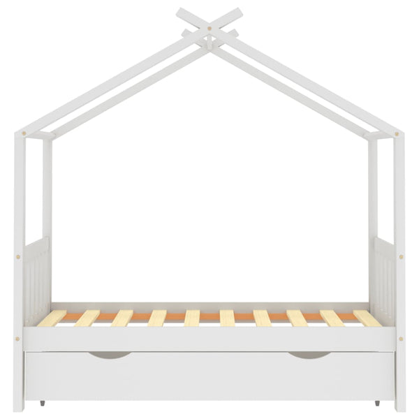 Estrutura cama criança c/ gaveta 80x160 cm pinho maciço branco