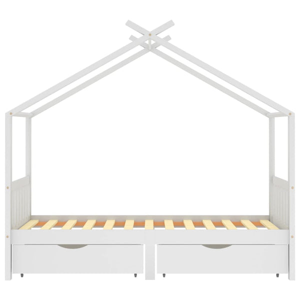 Estrutura cama criança c/ gavetas 90x200 cm pinho maciço branco