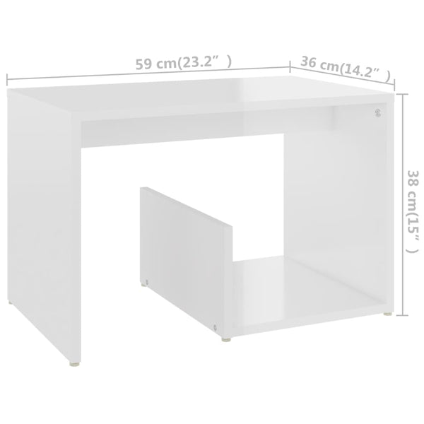 Mesa de apoio 59x36x38 cm derivados de madeira branco brilhante