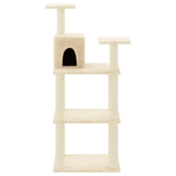 Árvore para gatos c/ postes arranhadores sisal 118,5 cm creme