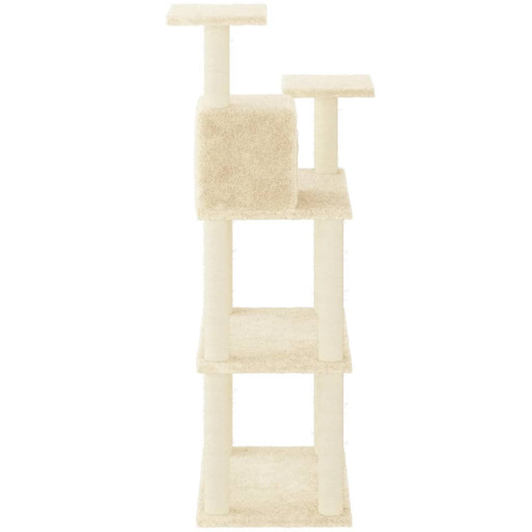 Árvore para gatos c/ postes arranhadores sisal 118,5 cm creme