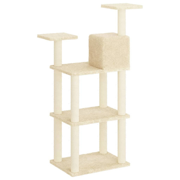 Árvore para gatos c/ postes arranhadores sisal 118,5 cm creme