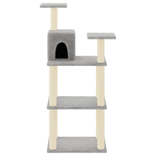 Árvore p/ gatos postes arranhadores sisal 118,5 cm cinza-claro