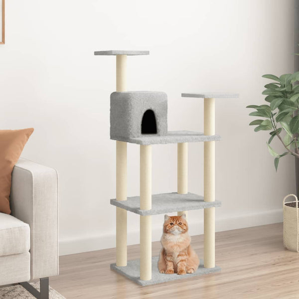 Árvore p/ gatos postes arranhadores sisal 118,5 cm cinza-claro