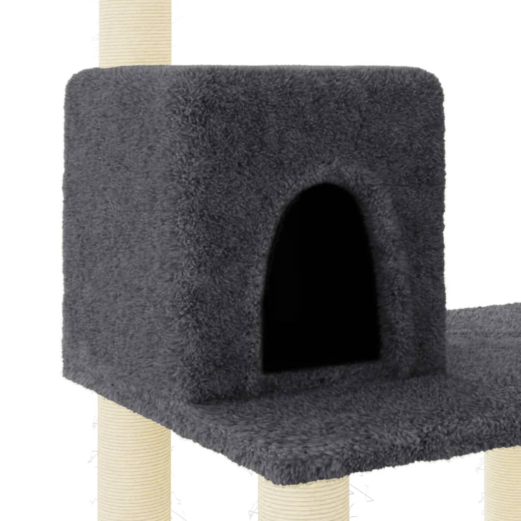 Árvore p/ gatos postes arranhadores sisal 118,5 cm cinza-escuro