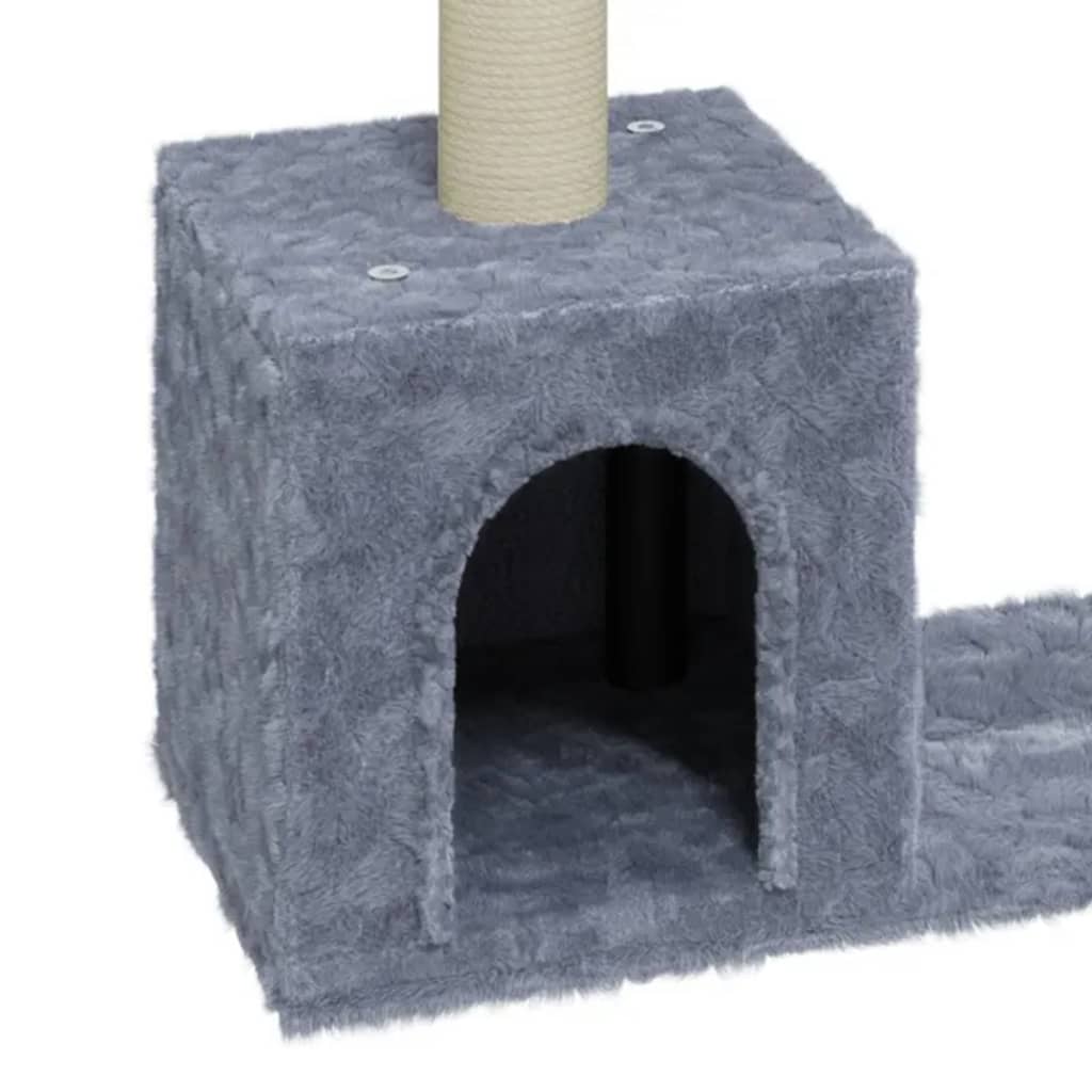 Árvore p/ gatos c/ postes arranhadores sisal 60 cm cinza-claro