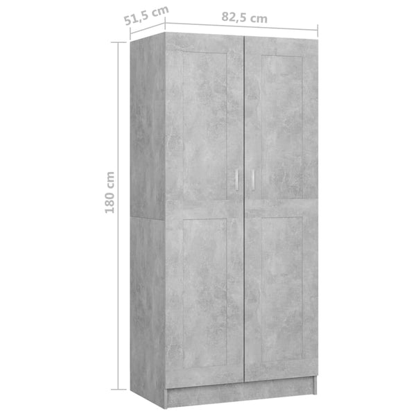 Roupeiro 82,5x51,5x180 cm contraplacado cinzento cimento