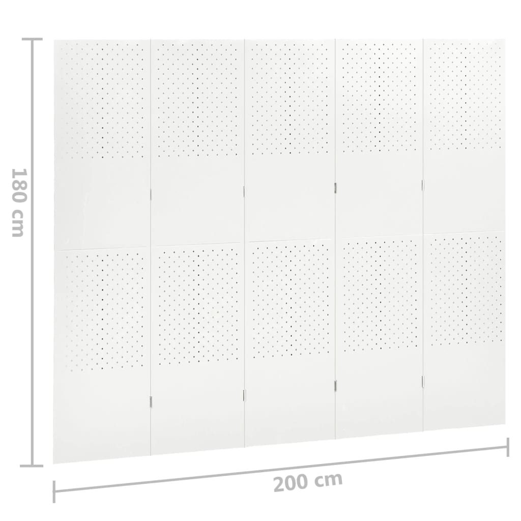 Divisória de quarto com 5 painéis aço 200x180 cm branco