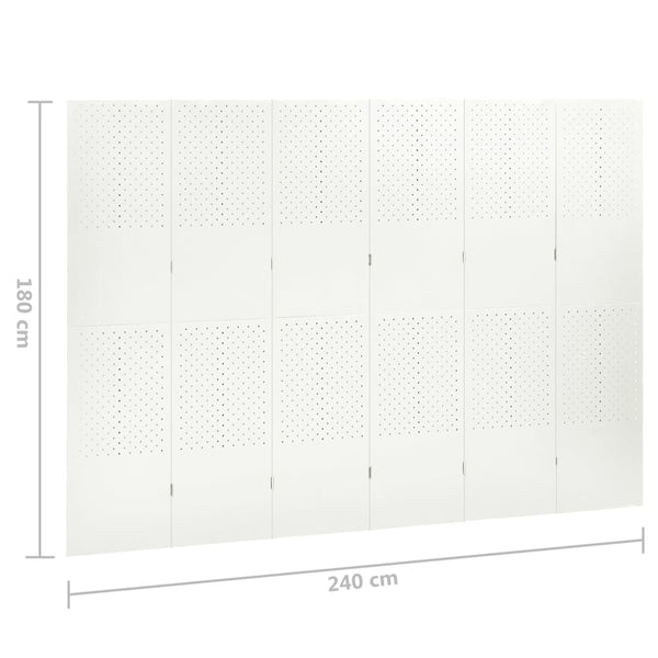 Divisória/biombo com 6 painéis aço 240x180 cm branco
