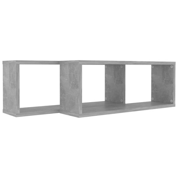 Prateleiras parede forma de cubo 2pcs 60x15x23 cm cinza cimento