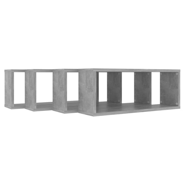 Prateleiras parede forma de cubo 4 pcs 60x15x23cm cinza cimento