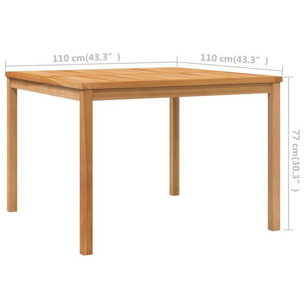 Mesa de jantar p/ jardim 110x110x77 cm madeira de teca maciça