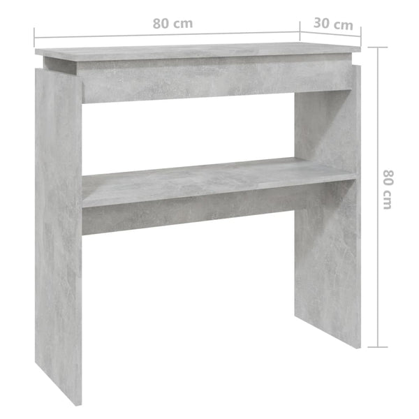 Mesa consola 80x30x80 cm derivados de madeira cinzento cimento