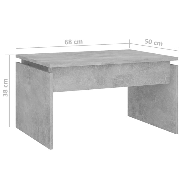 Mesa de centro 68x50x38 cm derivados madeira cinzento cimento