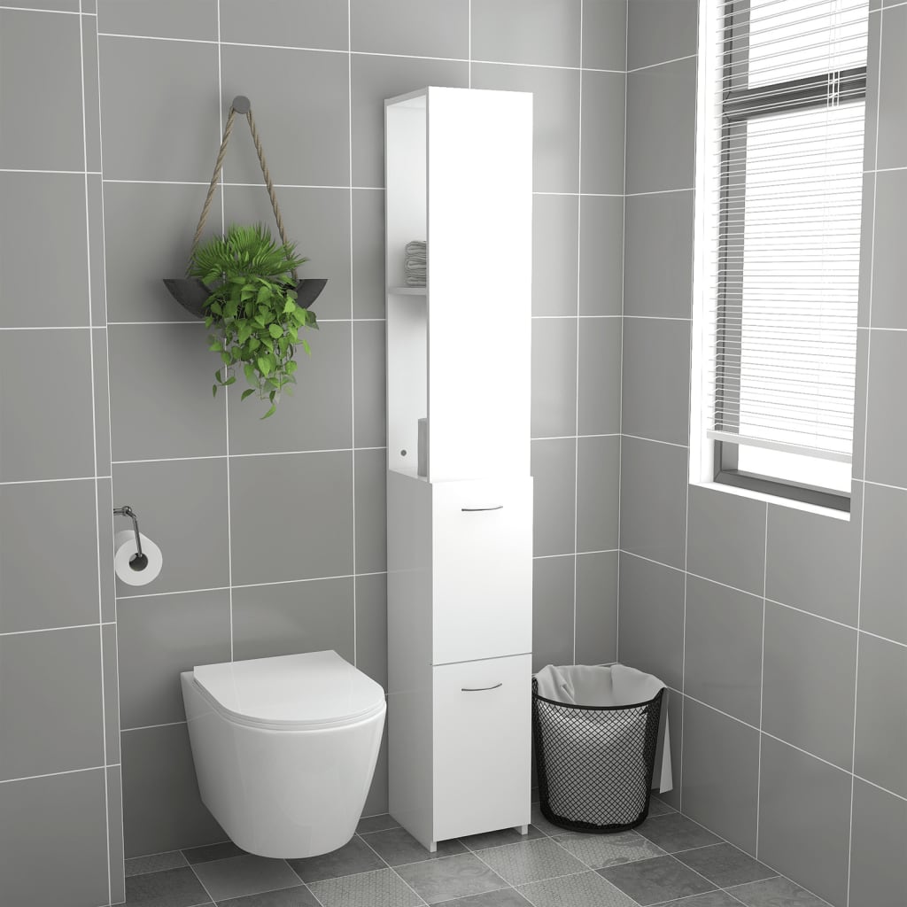 Bathroom cabinet 25x26.5x170cm white wood