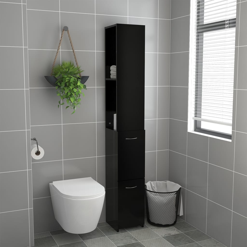 Armário casa de banho 25x26,5x170 cm derivados de madeira preto