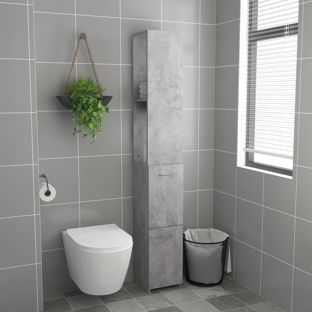 WC cabinet 25x26.5x170 cm cement gray wood-based