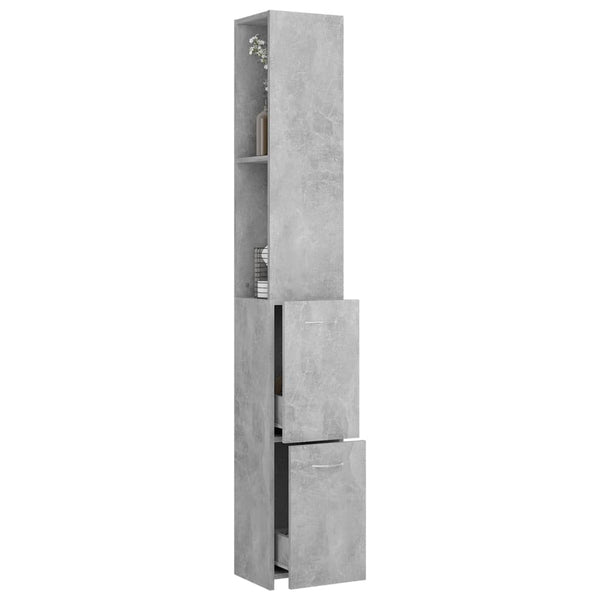 Armário WC 25x26,5x170 cm derivados de madeira cinzento cimento