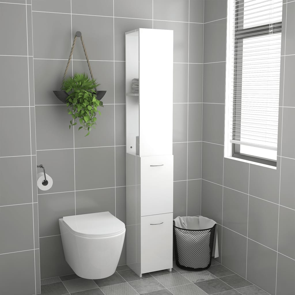 WC cabinet 25x26.5x170 cm glossy white wood-based