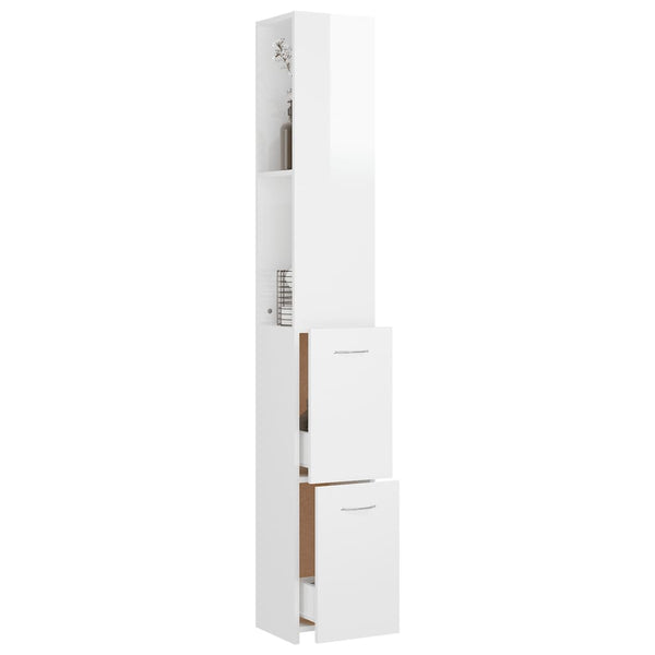 WC cabinet 25x26.5x170 cm glossy white wood-based