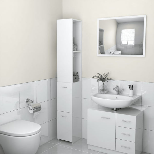 WC cabinet 25x26.5x170 cm glossy white wood-based