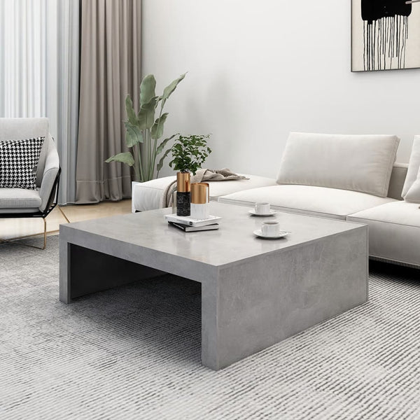 Mesa de centro 100x100x35 cm derivados madeira cinzento cimento