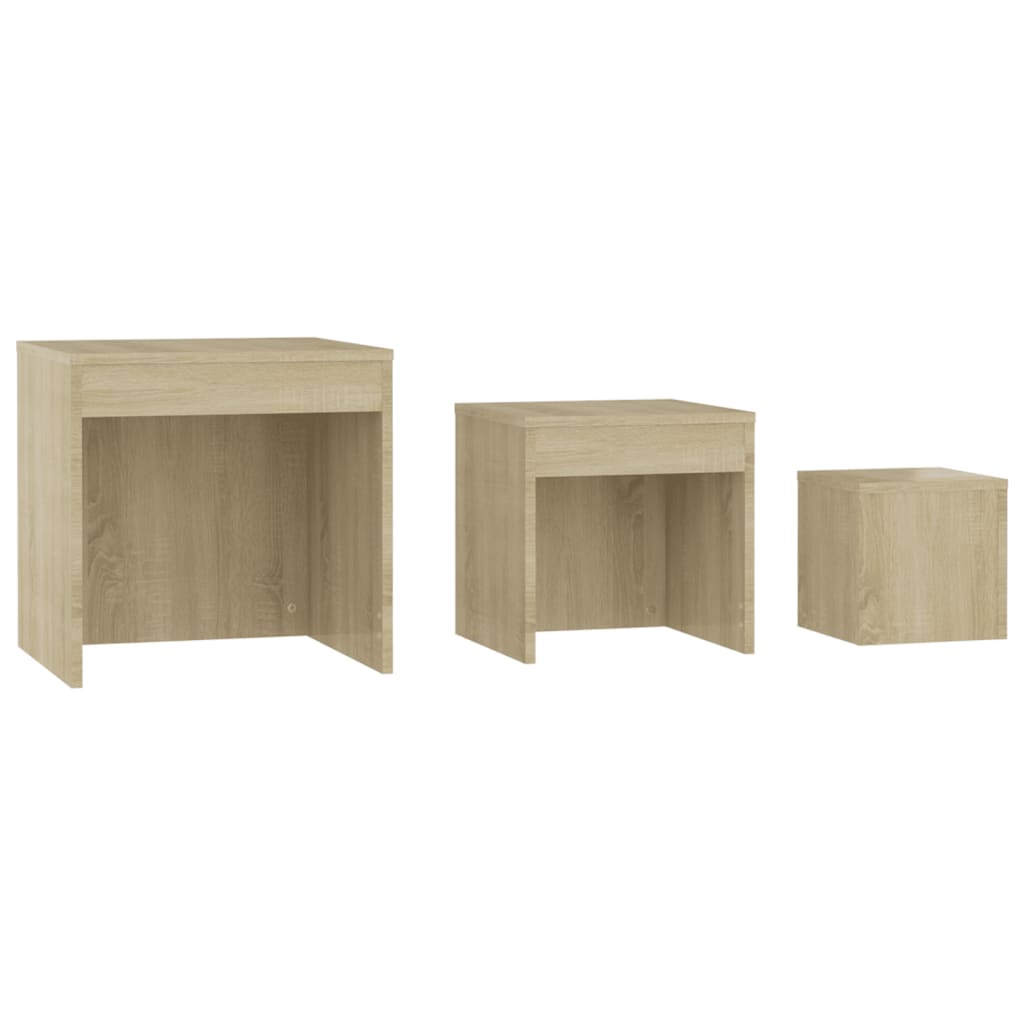 Mesas de encastrar 3 pcs derivados de madeira carvalho sonoma