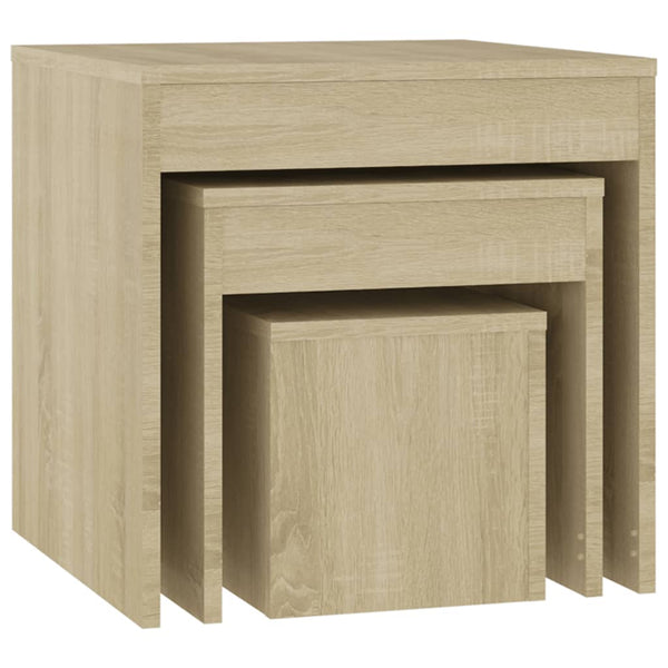 Mesas de encastrar 3 pcs derivados de madeira carvalho sonoma