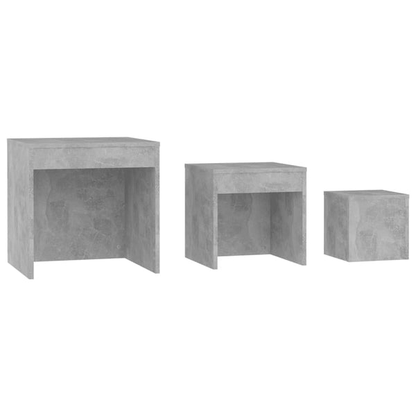 Mesas de encastrar 3 pcs madeira processada cinza cimento