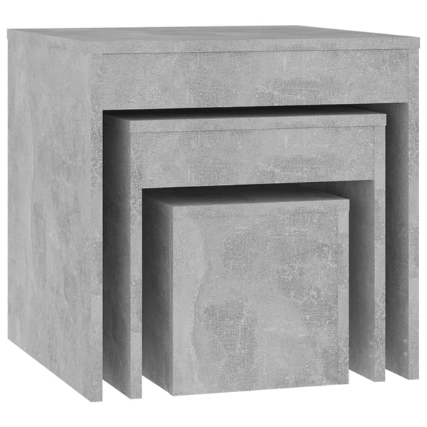 Mesas de encastrar 3 pcs madeira processada cinza cimento