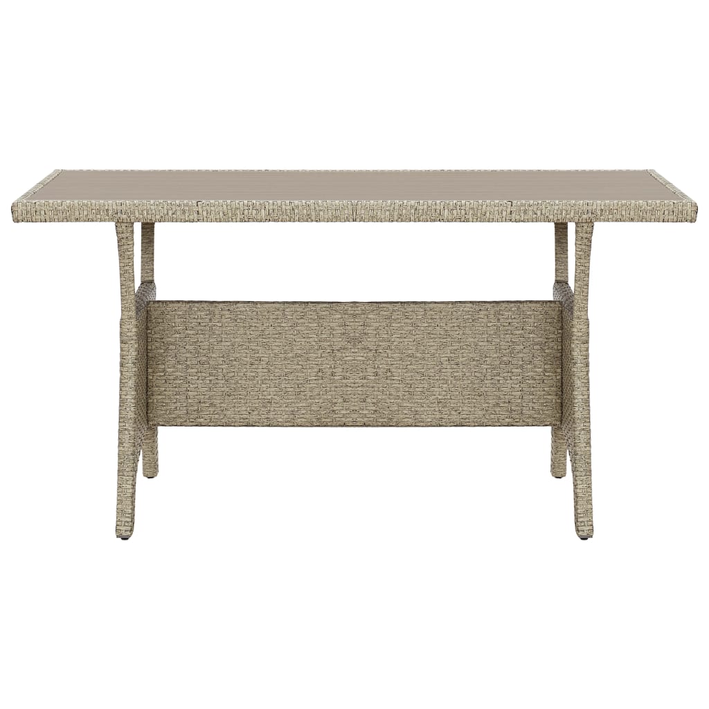 Mesa de jardim 120x70x66 cm vime PE cinzento