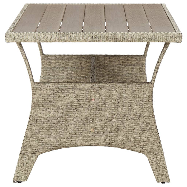 Mesa de jardim 120x70x66 cm vime PE cinzento