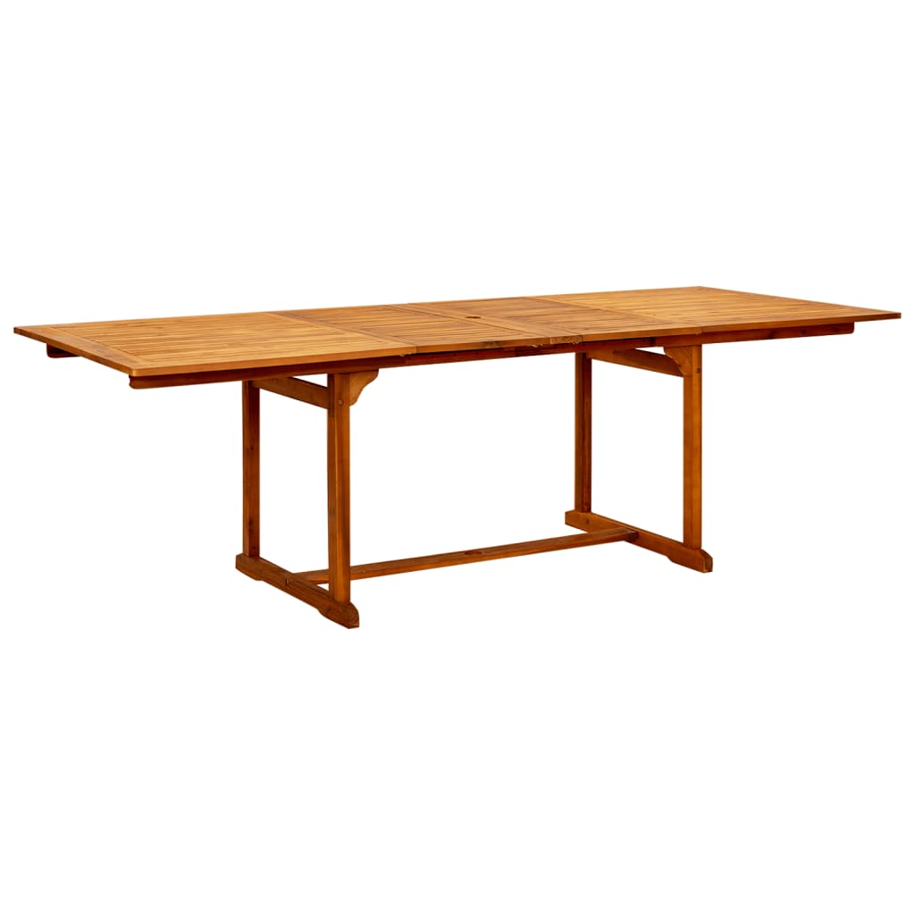 Mesa de jantar p/ jardim (160-240)x100x75 cm acácia maciça