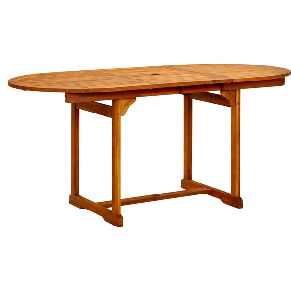 Mesa de jantar p/ jardim (120-170)x80x75 cm acácia maciça