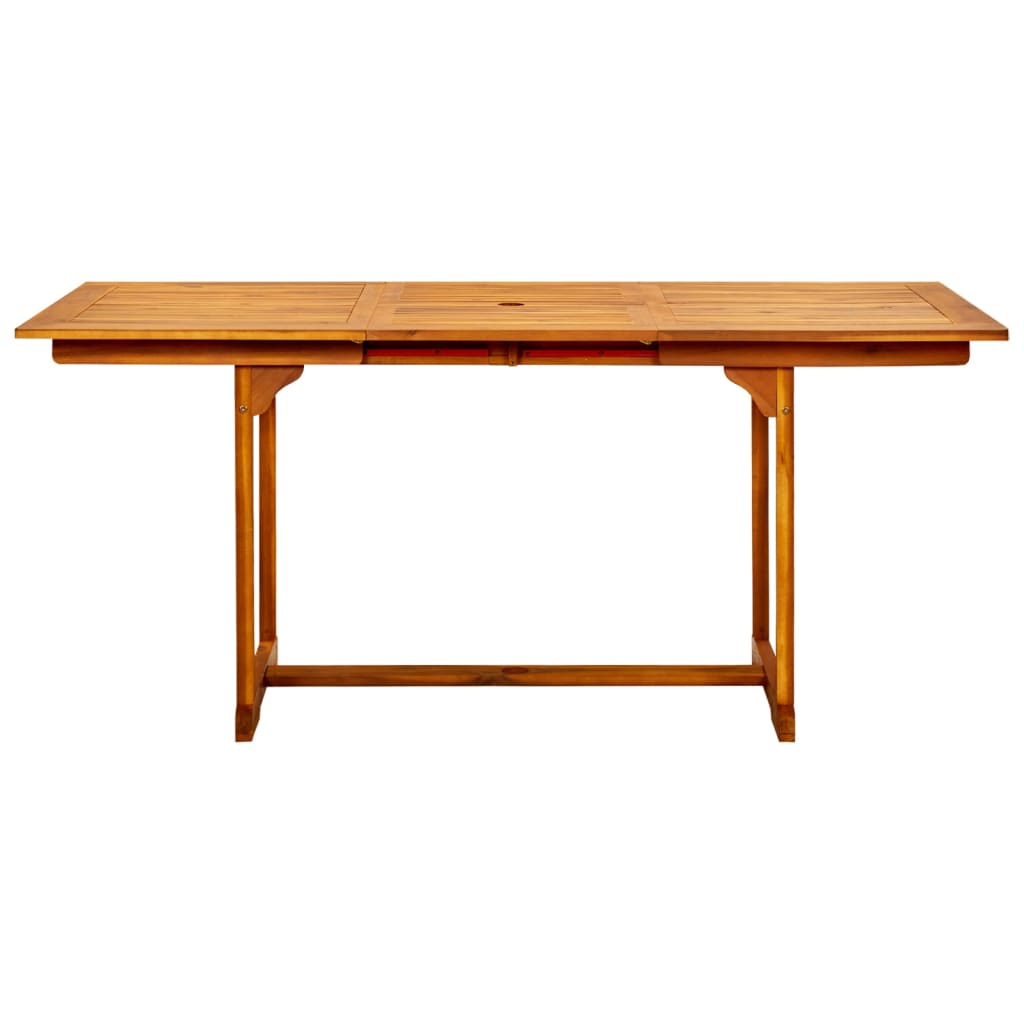 Mesa de jantar p/ jardim (120-170)x80x75 cm acácia maciça