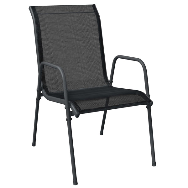 Cadeiras de jardim 4 pcs aço e textilene preto