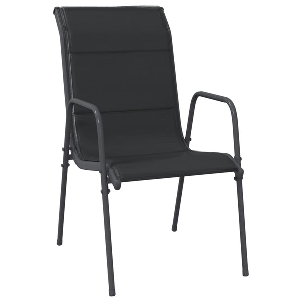 Cadeiras de jardim 2 pcs aço e textilene preto
