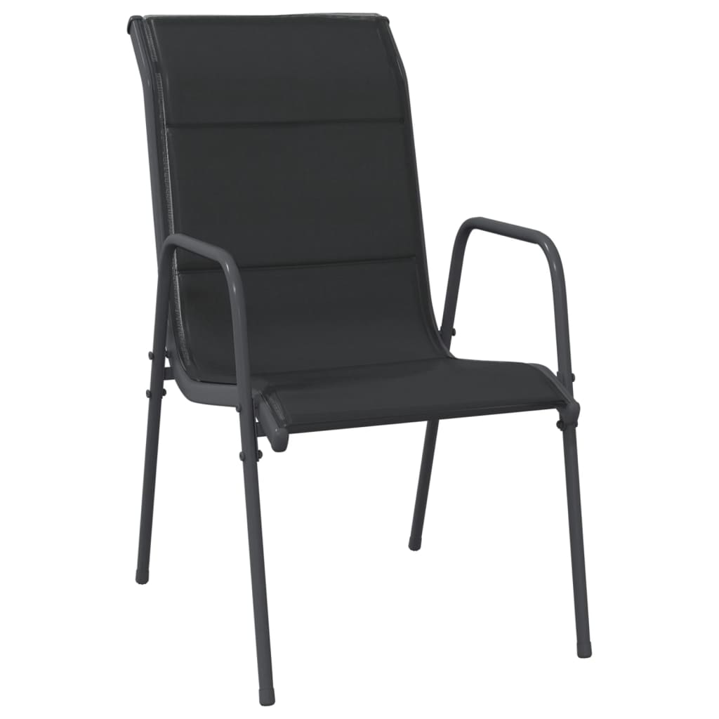 Cadeiras de jardim 6 pcs aço e textilene preto