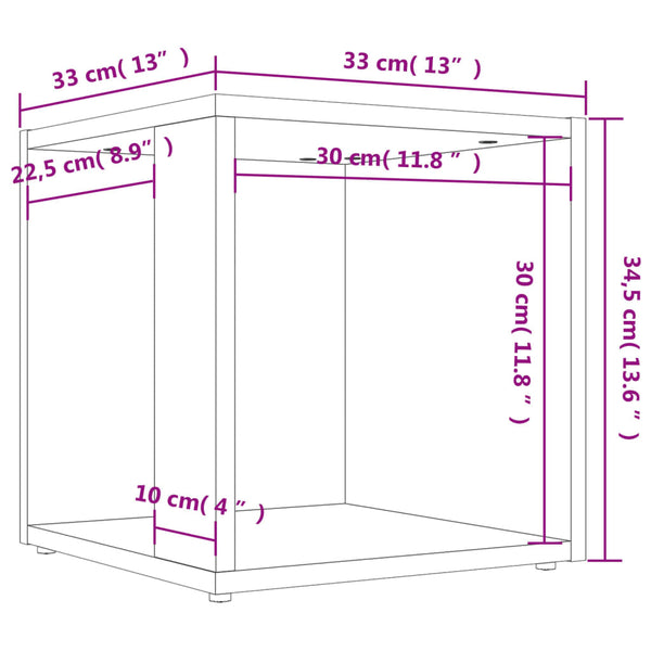 Mesa de apoio 33x33x34,5 cm derivados madeira carvalho sonoma