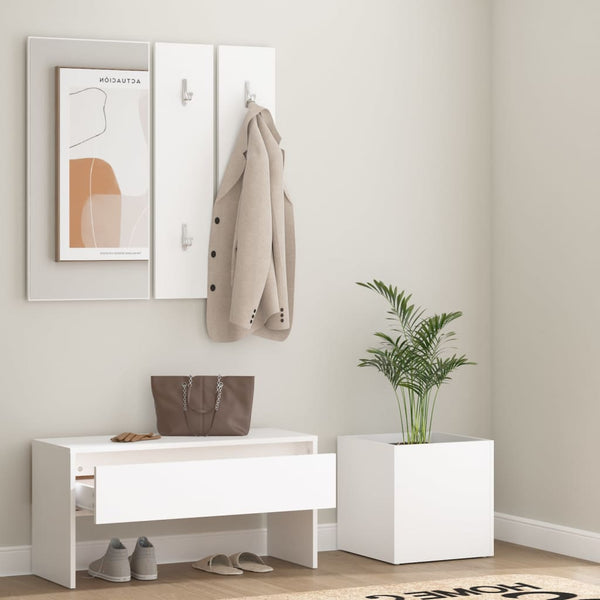 Conjunto de móveis de corredor derivados de madeira branco