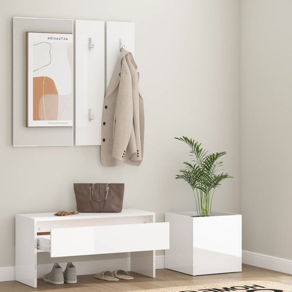 Conj. móveis de corredor derivados de madeira branco brilhante