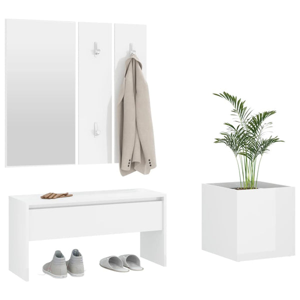 Conj. móveis de corredor derivados de madeira branco brilhante