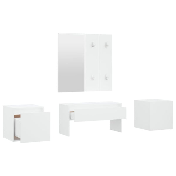 Conjunto de móveis de corredor derivados de madeira branco