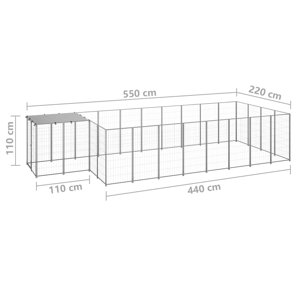 Canil 10,89 m² aço prateado