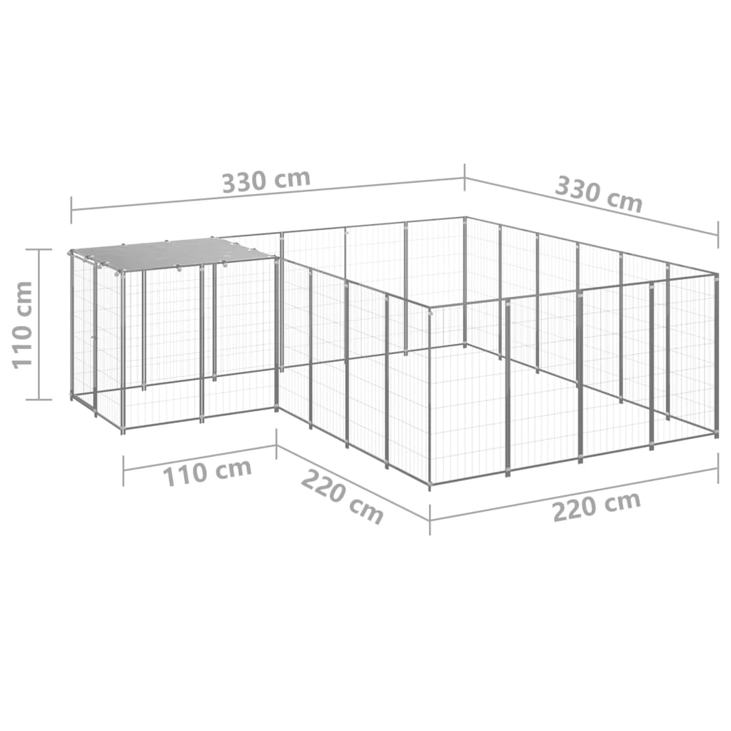Canil 8,47 m² aço prateado