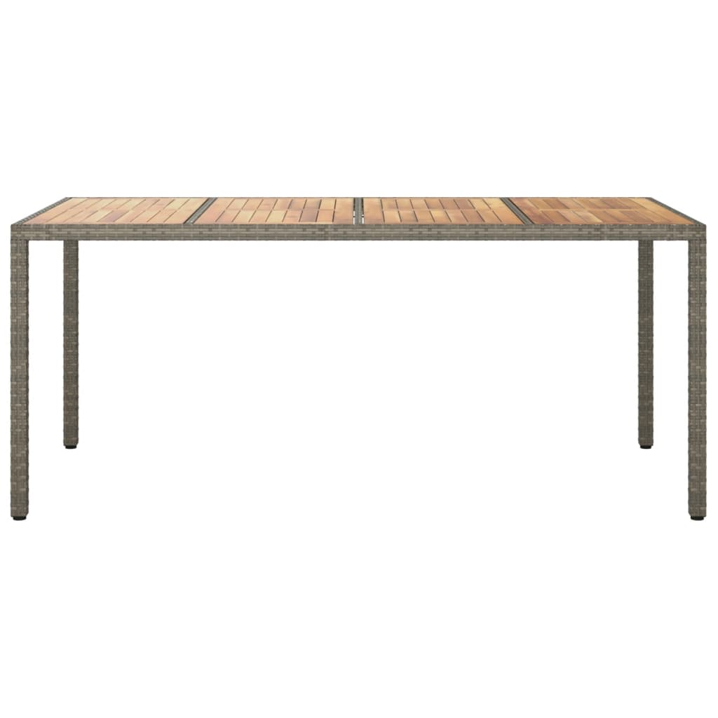 Mesa de jardim 190x90x75 cm vime PE e acácia maciça cinzento