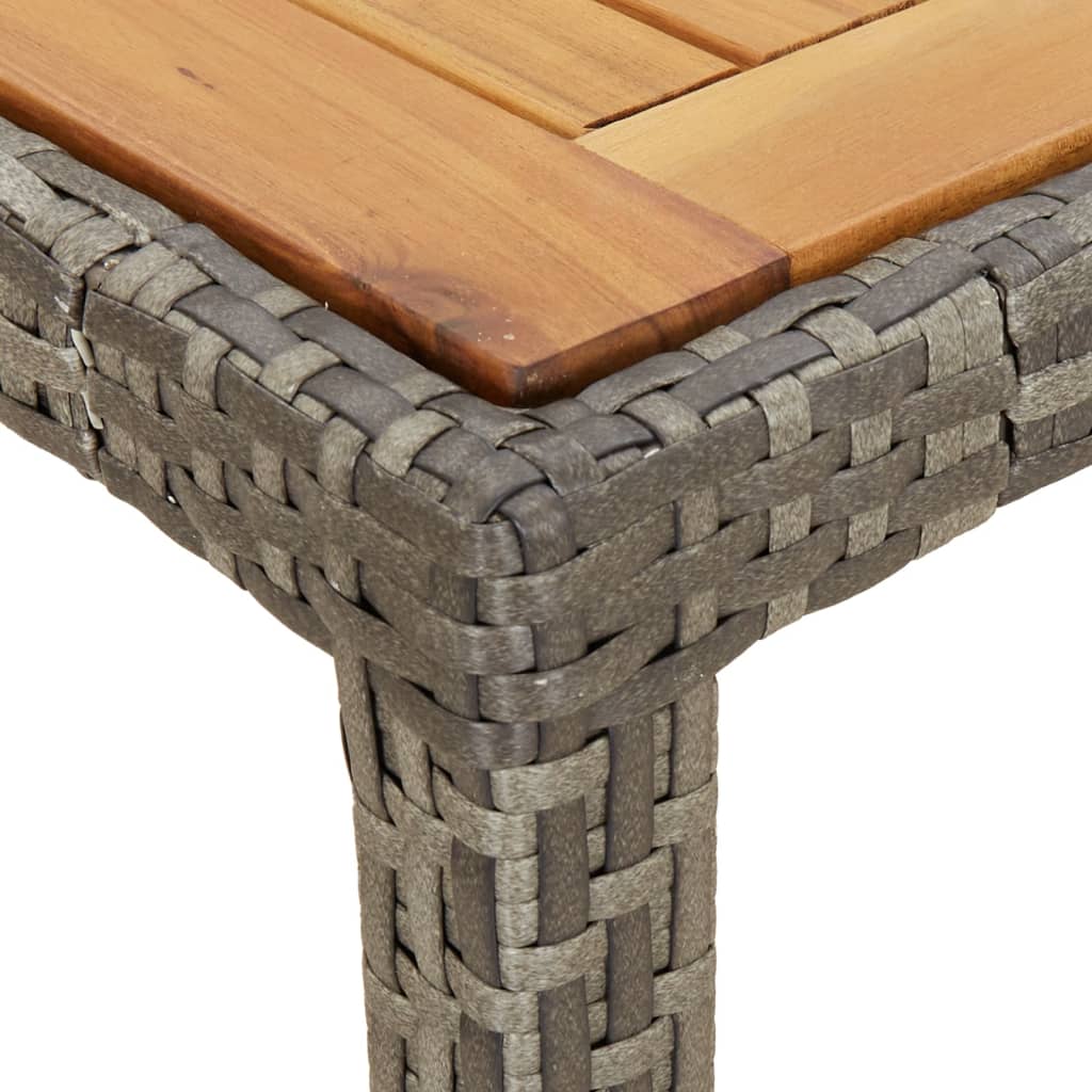 Mesa de jardim 190x90x75 cm vime PE e acácia maciça cinzento