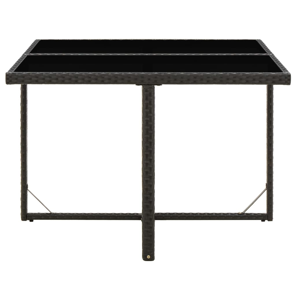 Mesa de jardim 109x107x74 cm vime PE e vidro preto