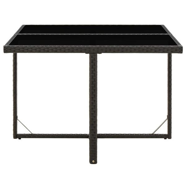 Mesa de jardim 109x107x74 cm vime PE e vidro preto