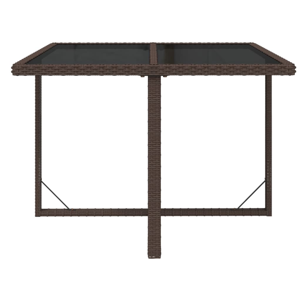 Mesa de jardim 109x107x74 cm vime PE e vidro castanho